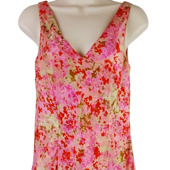 Ann Taylor VTG SZ 6 100% Silk Fully Lined Floral Dress Ruffle Bottom Y2K 90s - Picture 3 of 7